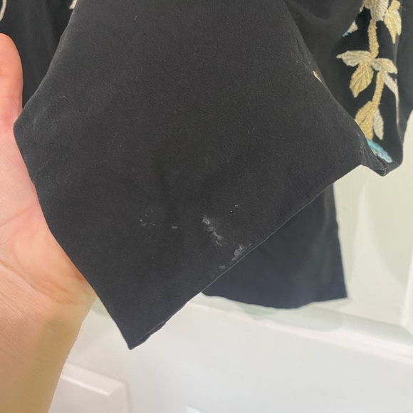 Talitha Kimono 3/4 Sleeve Silk Embroidered Floral Black Small Western Indian - Picture 12 of 15